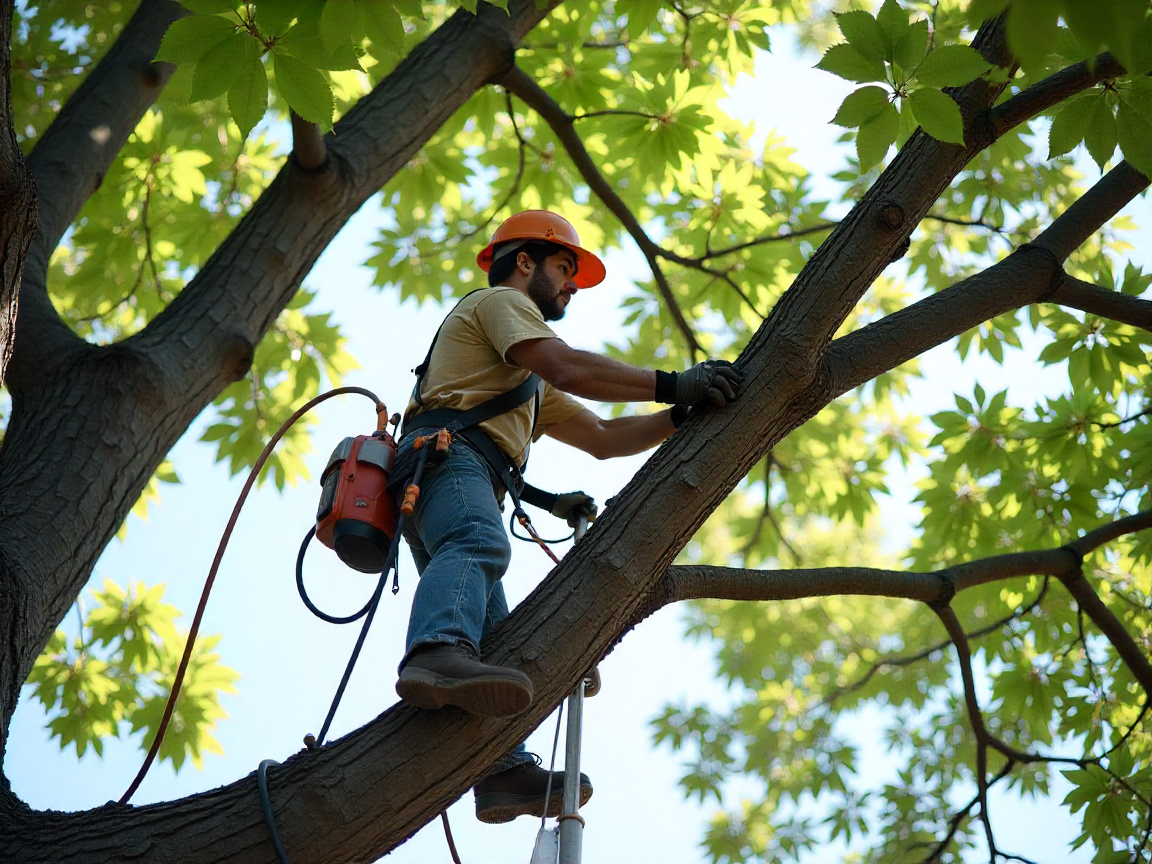 Expert tree trimming service in progress
